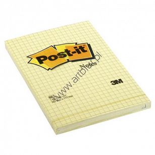 Karteczki samoprzylepne 102x152mm 3M Post-it 662 w kratkę, żółty, 100 kartek