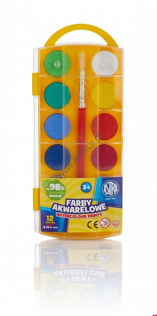 Farby akwarelowe 12 kolorów Astra - fi 23,5mm