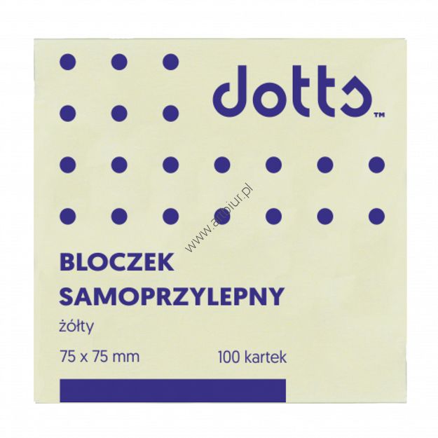 Bloczek samoprzylepny Dotts 75x75 żółty 100 kartek