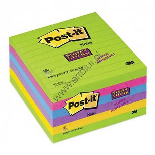 Karteczki samoprzylepne 100x100mm 3M Post-it 675-6 SSUC Super Sticky Ultra 6 kolorów w linie