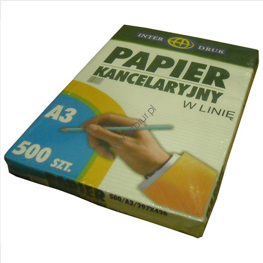 Papier kancelaryjny Interdruk A3 w linię, 500 arkuszy