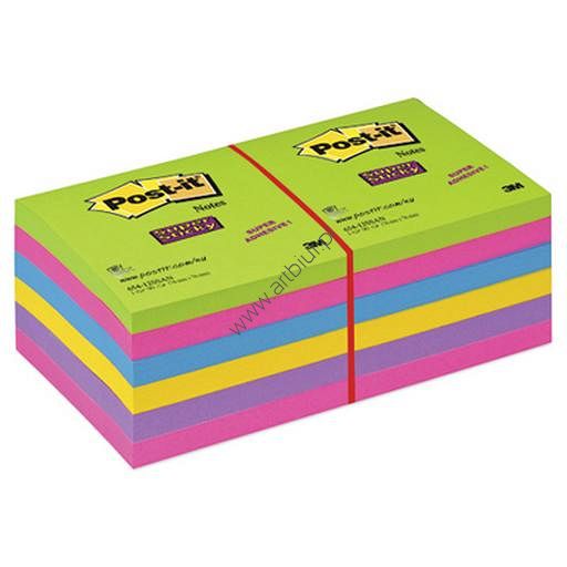 Karteczki samoprzylepne 76x76mm 3M Post-it 654-12 SSUC Super Sticky Ultra 6 kolorów