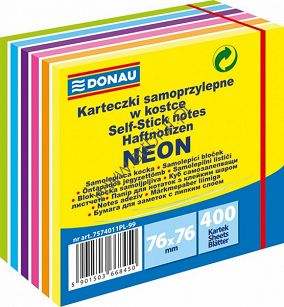 Karteczki samoprzylepne Donau 76x76mm, 1x400 kart., 11-warstw, mix kolorów